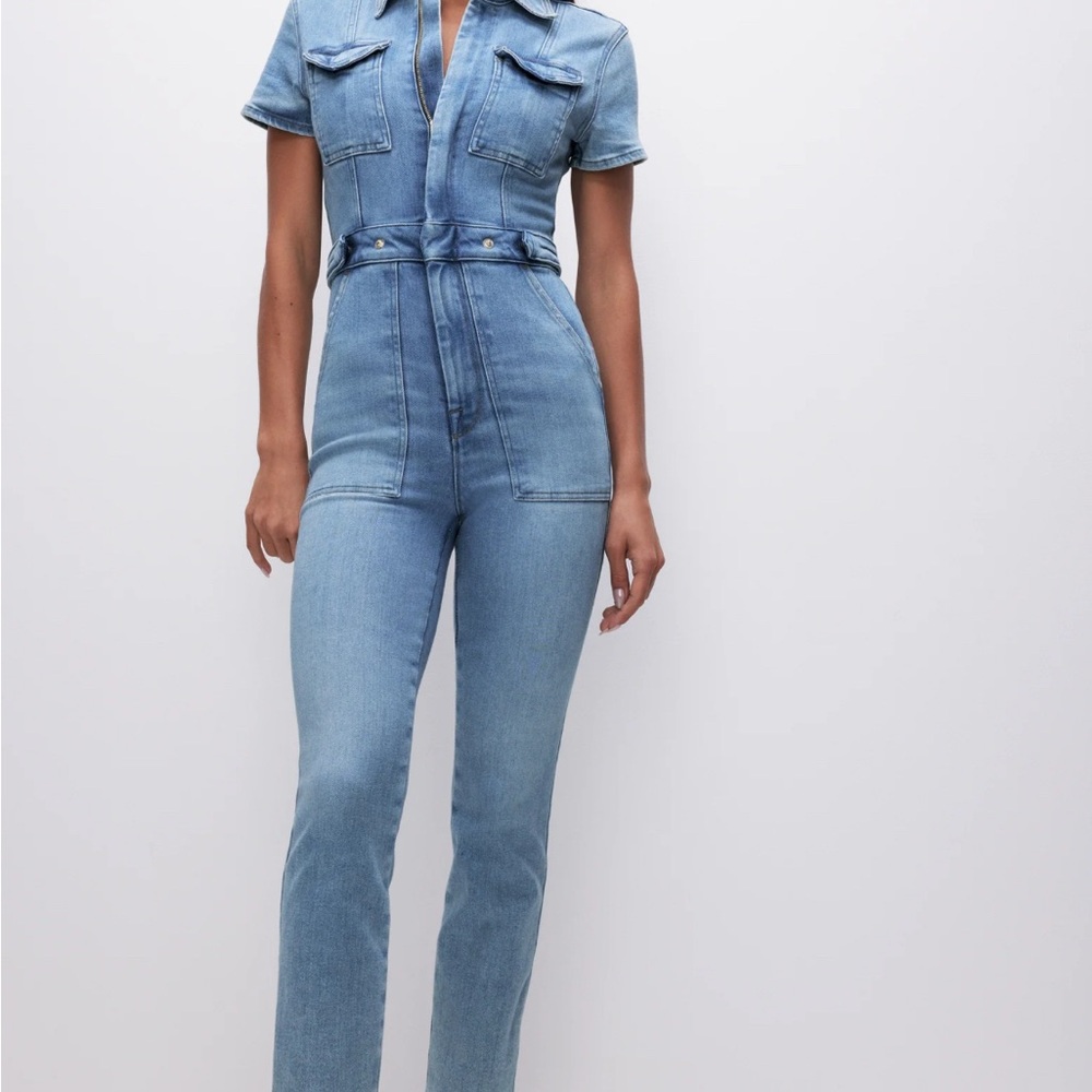 Good American Light Blue Denim Jumpsuit